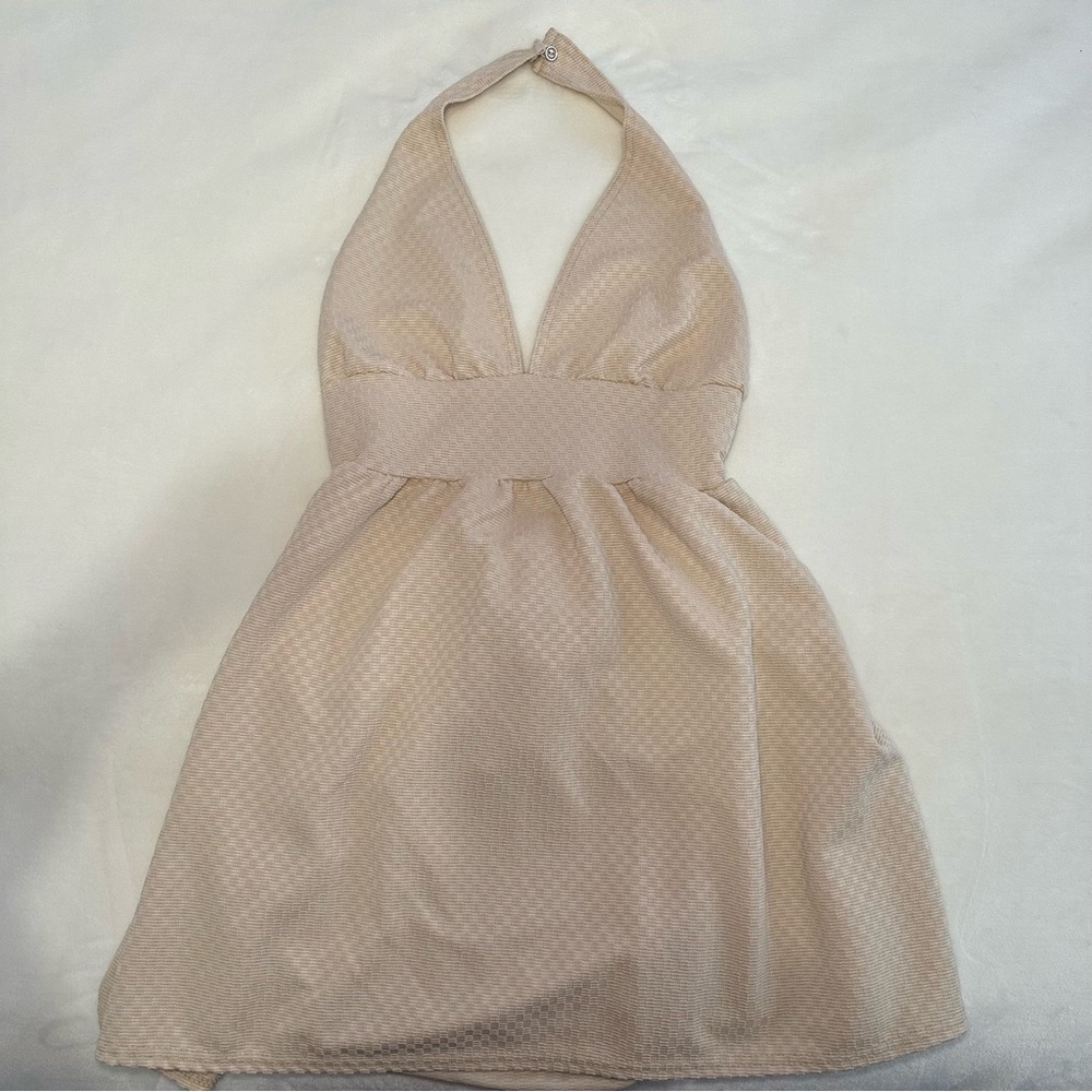 nude vneck dress